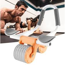Roue d'exercice abdominal à rebond automatique avec support de coude etminuterie