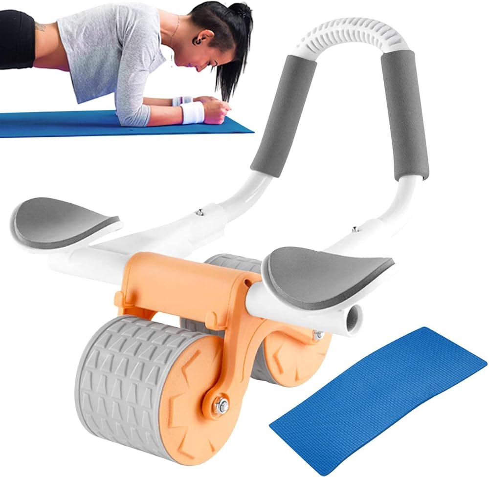 Roue d'exercice abdominal à rebond automatique avec support de coude etminuterie