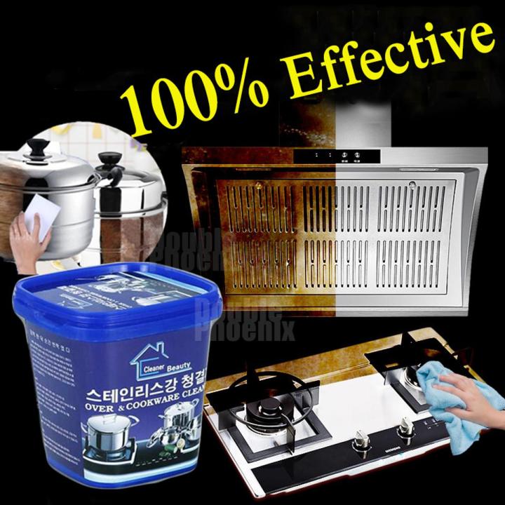 en acier inoxydable, nettoyant ménager pour la cuisine, détartrant le fond des casseroles, détergent crème puissant, 800 g